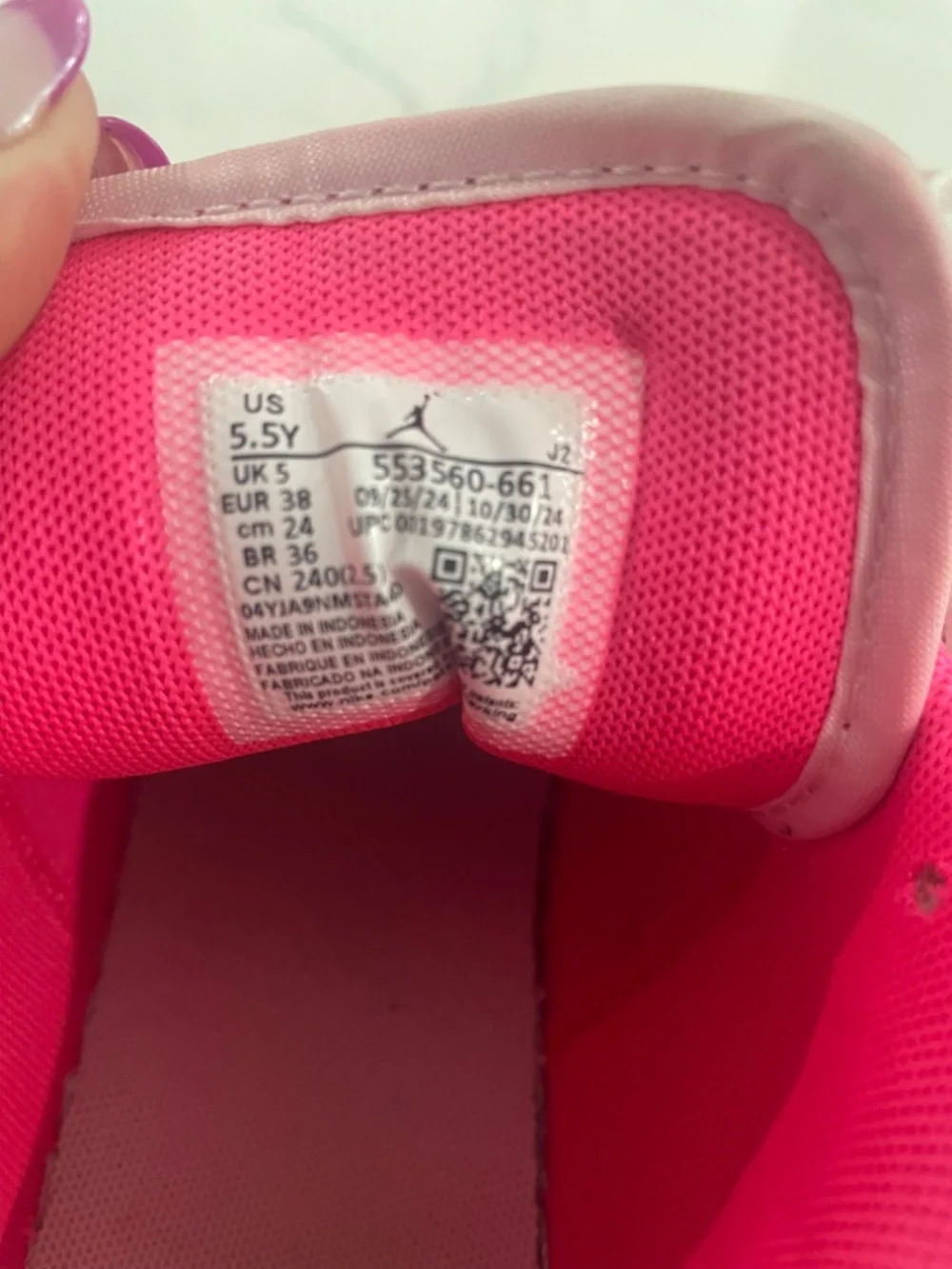 Pink custom embellished Nike dunks